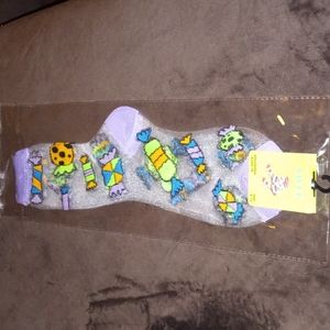 🆕🍬Black/green/blue/orange🍬 🌄 PURPLE & CLEAR nylon fashion socks